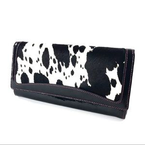 Tusk Black/White Calf Hair & Patent Leather Wallet